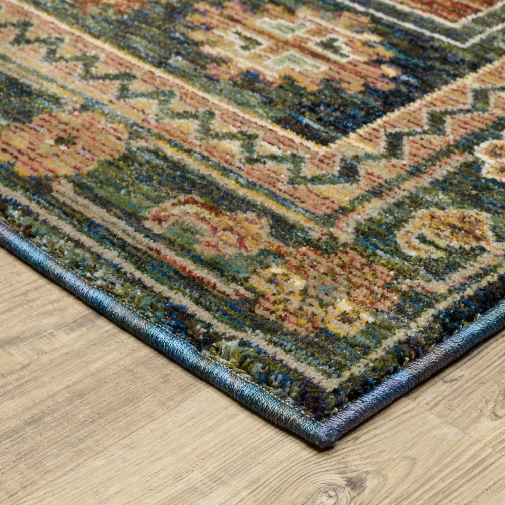 Oriental Weavers Andorra 2442A Blue Southwestern Tribal Nylon Indoor Area Rectangle Rug (SAK54109)