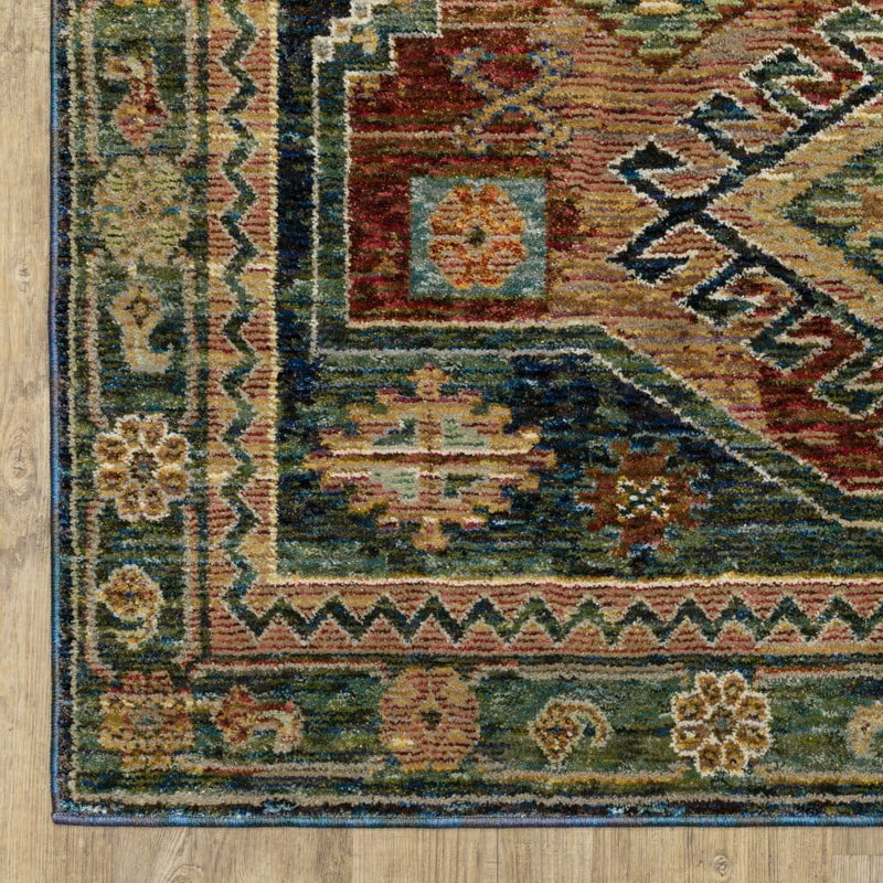 ORIENTAL WEAVERS Andorra 2442A Blue Southwestern Tribal Nylon Indoor Area Rectangle Rug (SAK54109)