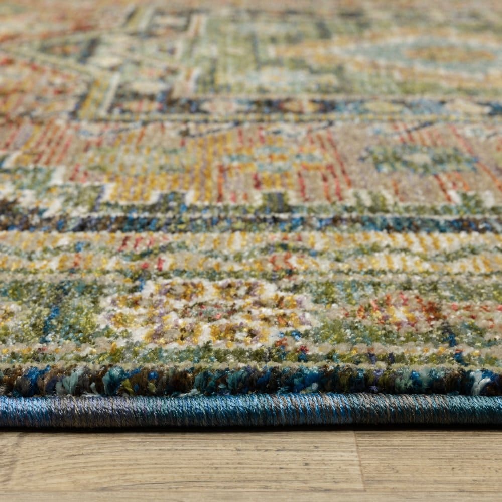 Oriental Weavers Andorra 2442A Blue Southwestern Tribal Nylon Indoor Area Rectangle Rug (SAK54109)