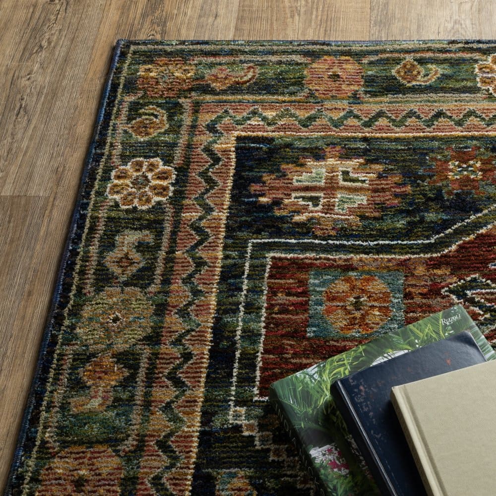 Oriental Weavers Andorra 2442A Blue Southwestern Tribal Nylon Indoor Area Rectangle Rug (SAK54109)