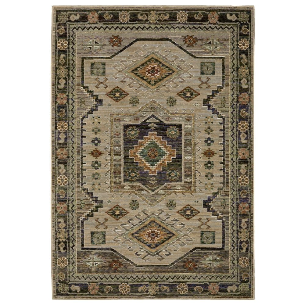 Oriental Weavers Andorra 2442D Grey Bohemian Tribal Nylon Indoor Area Rectangle Rug (SAK17045)