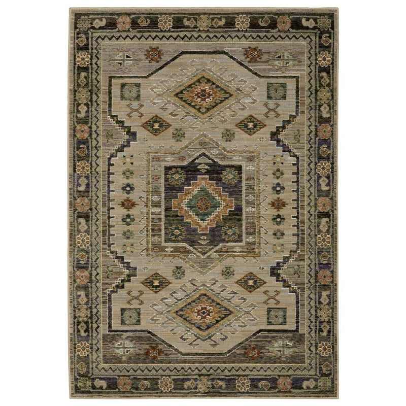 ORIENTAL WEAVERS Andorra 2442D Grey Bohemian Tribal Nylon Indoor Area Rectangle Rug (SAK17045)