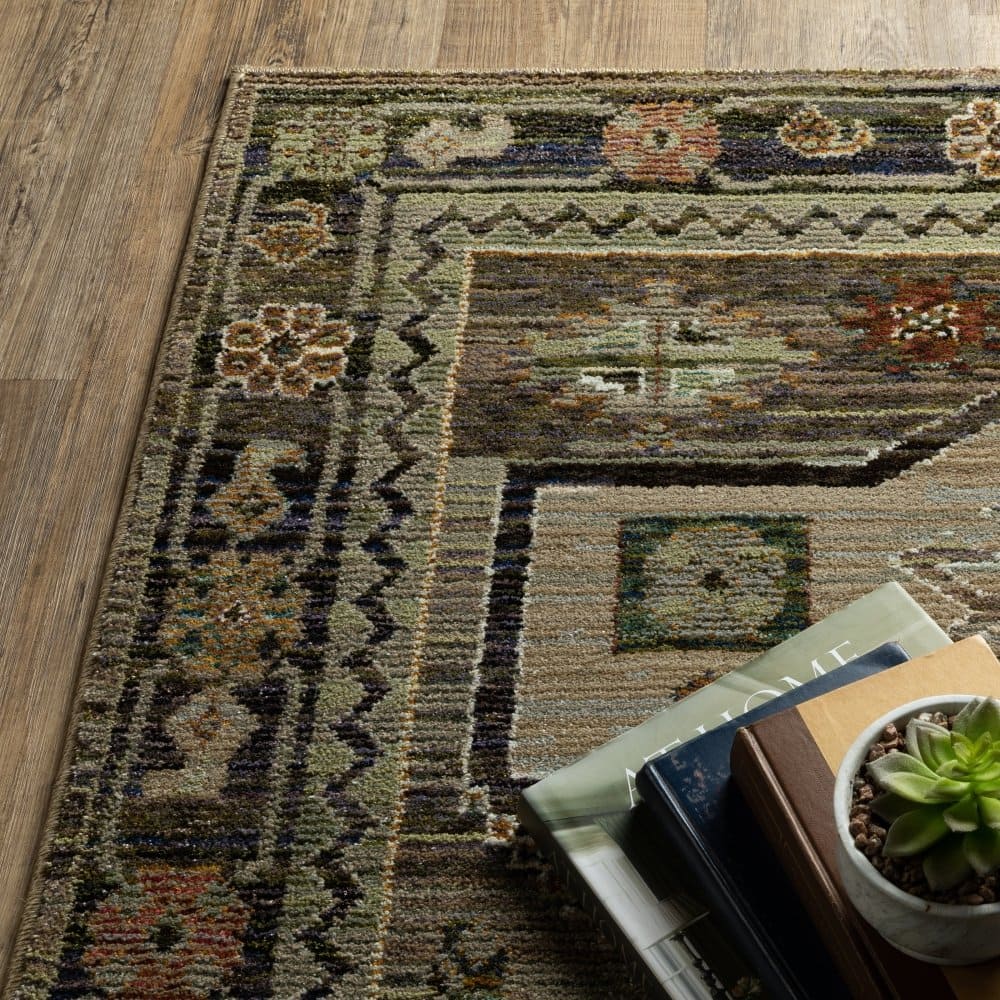 Oriental Weavers Andorra 2442D Grey Bohemian Tribal Nylon Indoor Area Rectangle Rug (SAK17045)