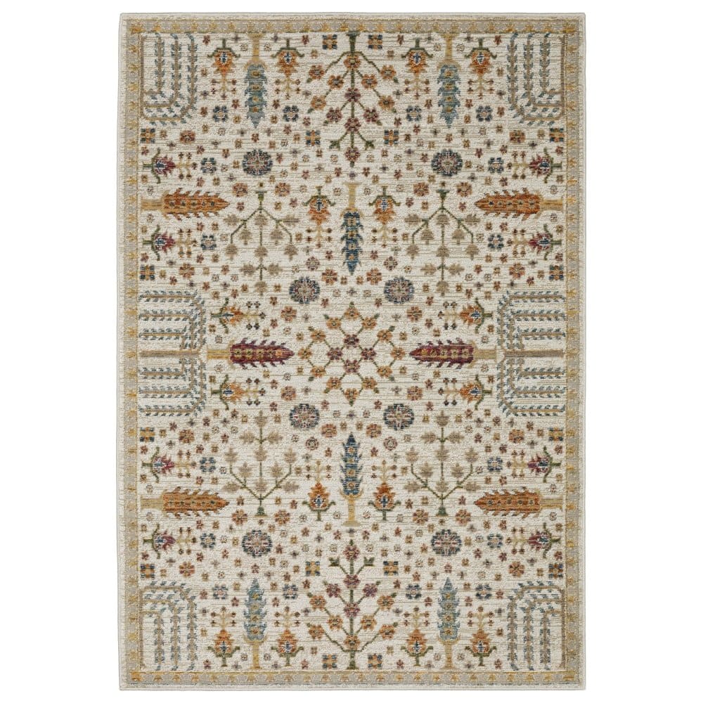Oriental Weavers Andorra 2449B Ivory Traditional Oriental Nylon Indoor Area Rectangle Rug (SAK56102)