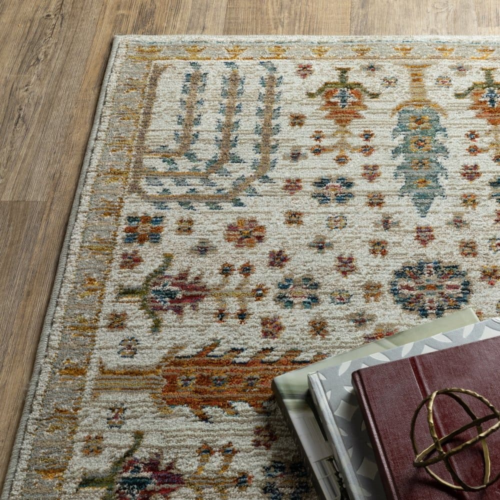 Oriental Weavers Andorra 2449B Ivory Traditional Oriental Nylon Indoor Area Rectangle Rug (SAK56102)