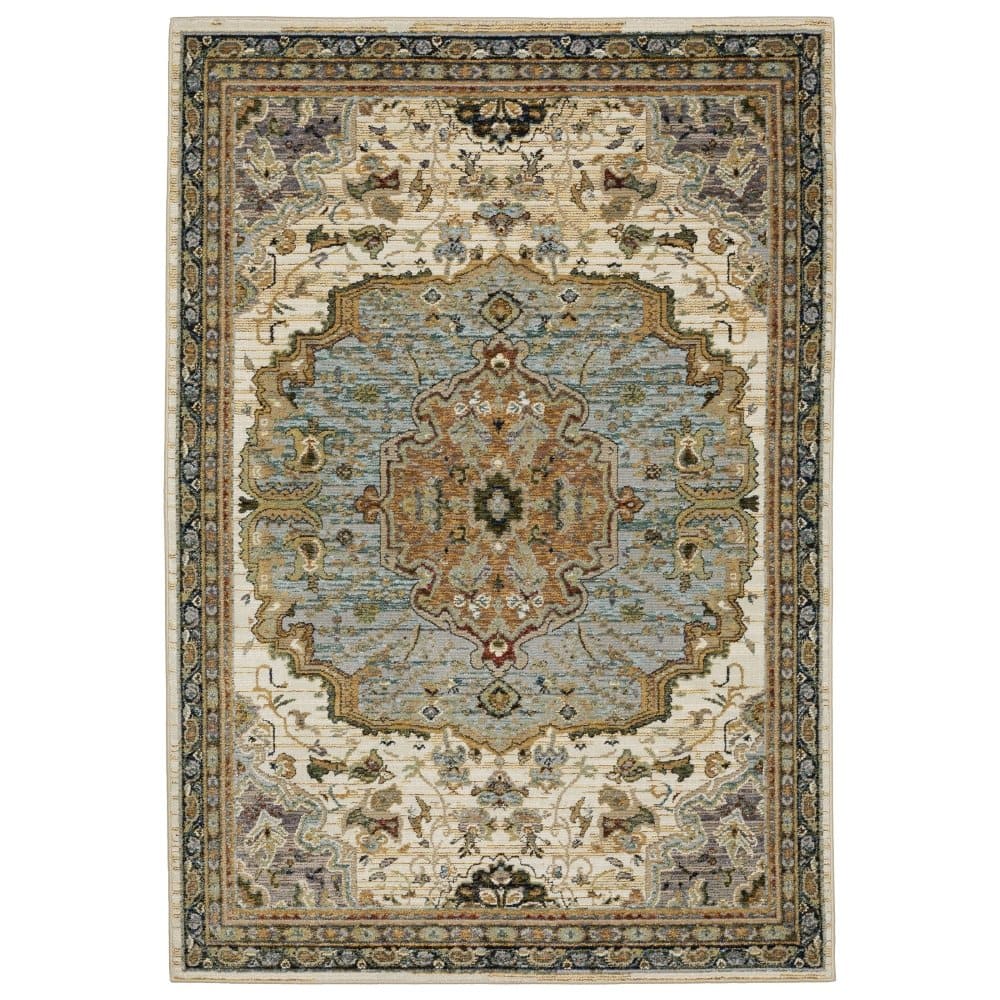 Oriental Weavers Andorra 2451B Ivory Traditional Oriental Nylon Indoor Area Rectangle Rug (SAK56132)
