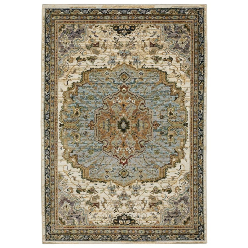 ORIENTAL WEAVERS Andorra 2451B Ivory Traditional Oriental Nylon Indoor Area Rectangle Rug (SAK56132)