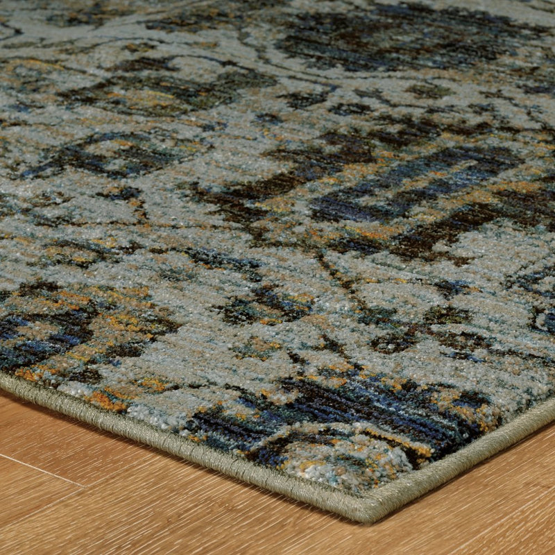 ORIENTAL WEAVERS Andorra 7120A Blue Vintage Medallion Nylon Indoor Area Rectangle Rug (SAK04132)