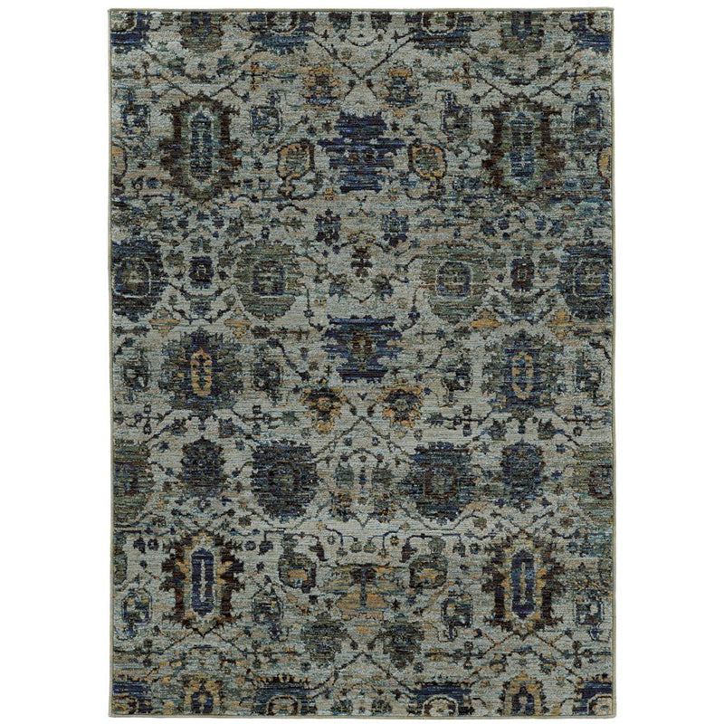 ORIENTAL WEAVERS Andorra 7120A Blue Vintage Medallion Nylon Indoor Area Rectangle Rug (SAK04132)