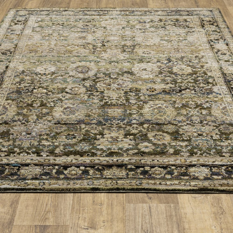 ORIENTAL WEAVERS Andorra 7125C Green Vintage Oriental Nylon Indoor Area Rectangle Rug (SAK16489)