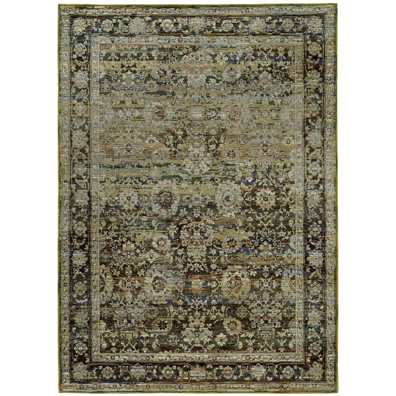 ORIENTAL WEAVERS Andorra 7125C Green Vintage Oriental Nylon Indoor Area Rectangle Rug (SAK16489)