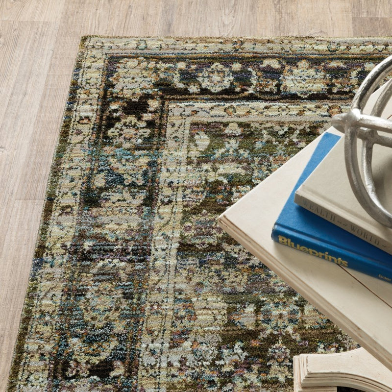 ORIENTAL WEAVERS Andorra 7125C Green Vintage Oriental Nylon Indoor Area Rectangle Rug (SAK16489)