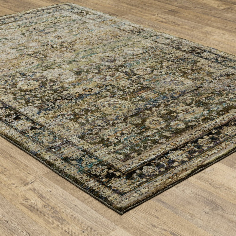 ORIENTAL WEAVERS Andorra 7125C Green Vintage Oriental Nylon Indoor Area Rectangle Rug (SAK16489)