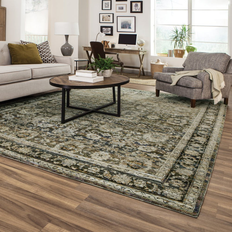 ORIENTAL WEAVERS Andorra 7125C Green Vintage Oriental Nylon Indoor Area Rectangle Rug (SAK16489)