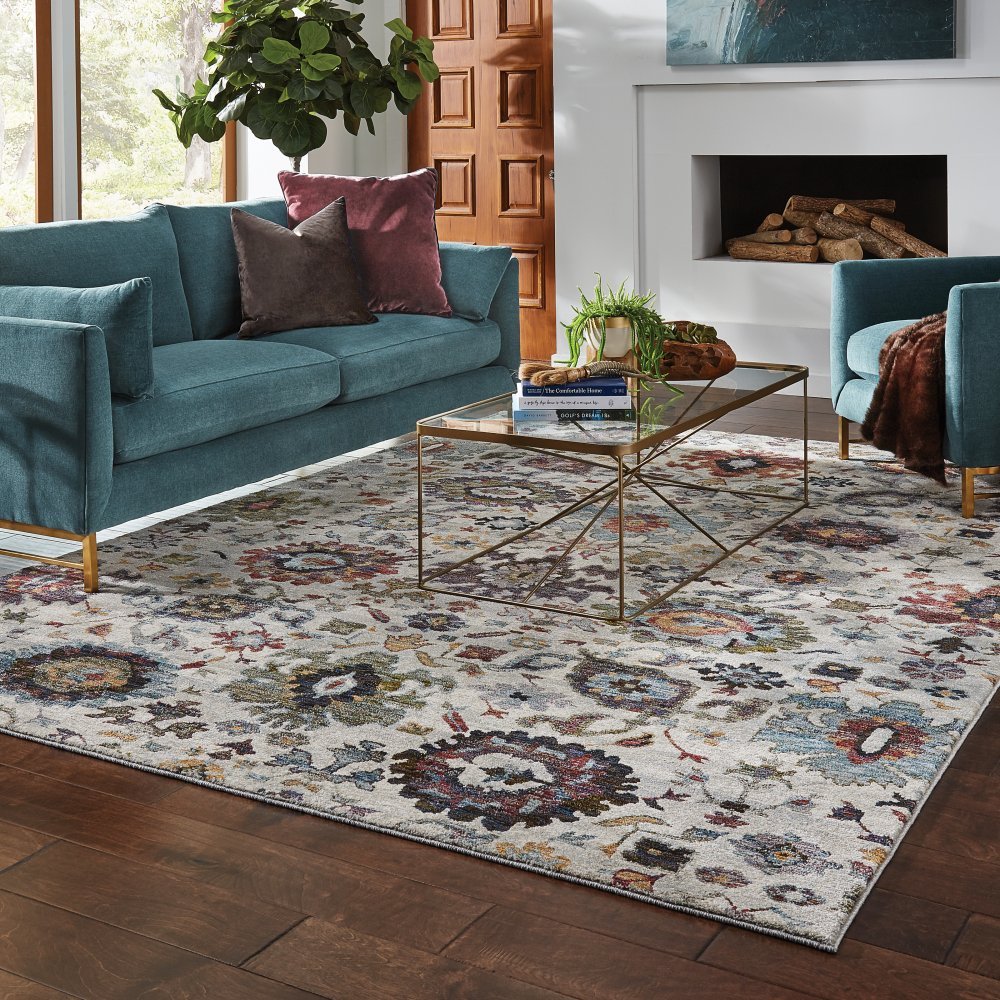 Oriental Weavers Andorra 7129A Stone Bohemian Floral Nylon Indoor Area Rectangle Rug (SAK52812)