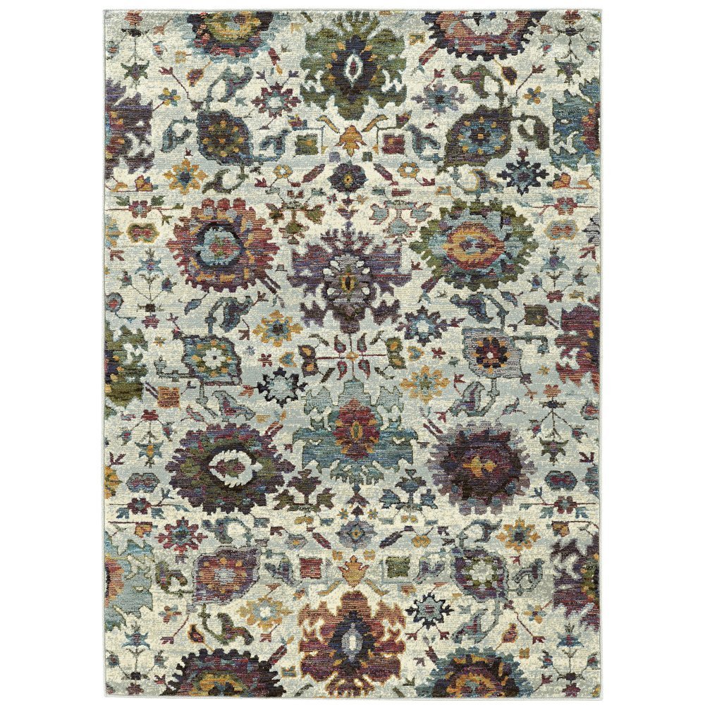 Oriental Weavers Andorra 7129A Stone Bohemian Floral Nylon Indoor Area Rectangle Rug (SAK52812)