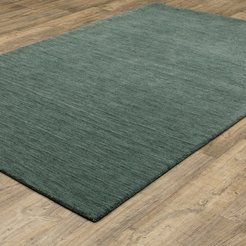 ORIENTAL WEAVERS Aniston 27121 Teal Casual Solid Wool Indoor Area Rectangle Rug (SAK10236)