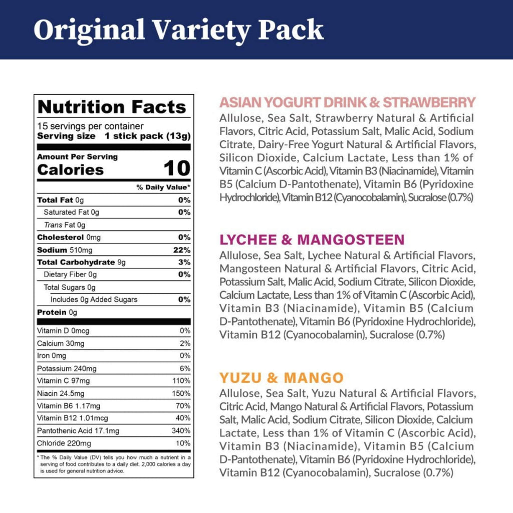 Original Variety Pack - Zero Sugar (SAK76835) - Saksby Wholesale -  Nutrition Facts
