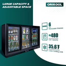 Orikool 53-Inch Energy Efficient Commercial Back Bar Drink Cooler With LED Lighting And 3 Glass Doors (SAK12097) - Saksby Wholesale - Capacity And Space Details