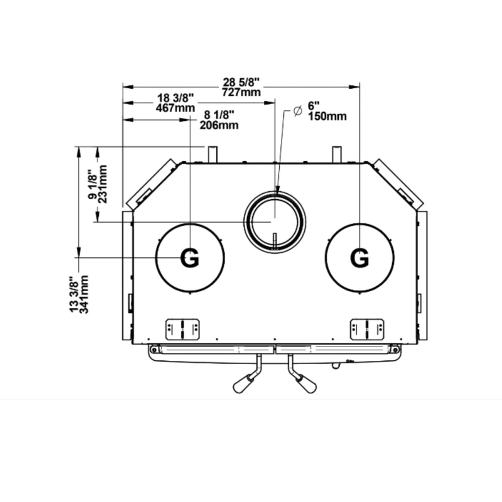 OSBURN STRATFORD II Wood-Burning Fireplace Insert [OB04007] SAKSBY - Dimensions View
