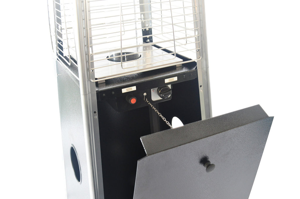 Outdoor 40K BTU Quartz Glass Tube Patio Propane Heater With Visible Flame (SAK91398) - Open Door View