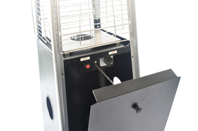 Outdoor 40K BTU Quartz Glass Tube Patio Propane Heater With Visible Flame (SAK91398) - Open Door View