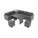 Outdoor 6-Piece All-Weather PE Rattan Sofa Set With Adjustable Seat, Storage Box, Removable Covers, And Tempered Glass Table Top (SAK37221) - Saksby Wholesale - Actual Setup