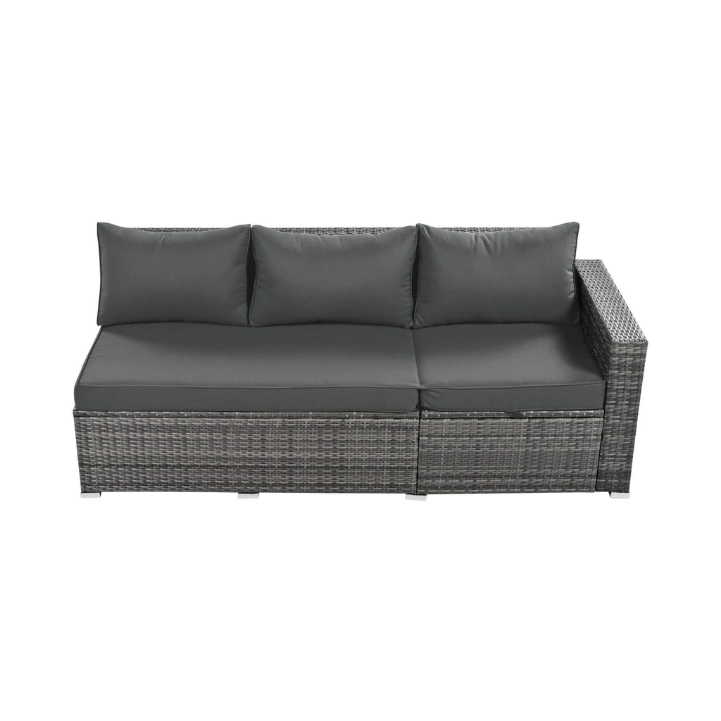 Outdoor 6-Piece All-Weather PE Rattan Sofa Set With Adjustable Seat, Storage Box, Removable Covers, And Tempered Glass Table Top (SAK37221) - Saksby Wholesale - Love Seat Only Details