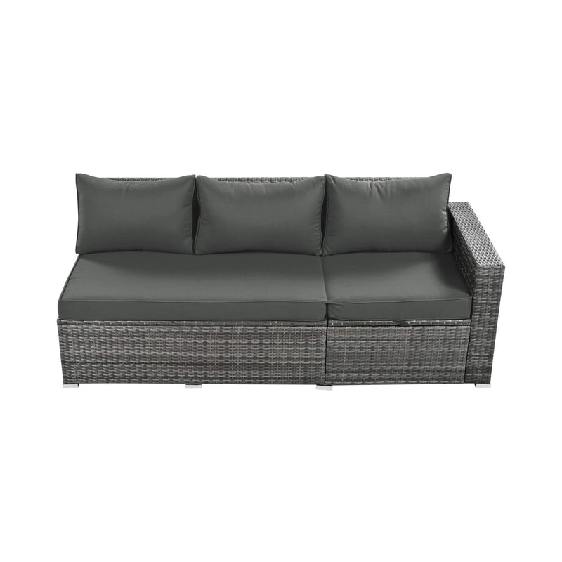 Outdoor 6-Piece All-Weather PE Rattan Sofa Set With Adjustable Seat, Storage Box, Removable Covers, And Tempered Glass Table Top (SAK37221) - Saksby Wholesale - Love Seat Only Details