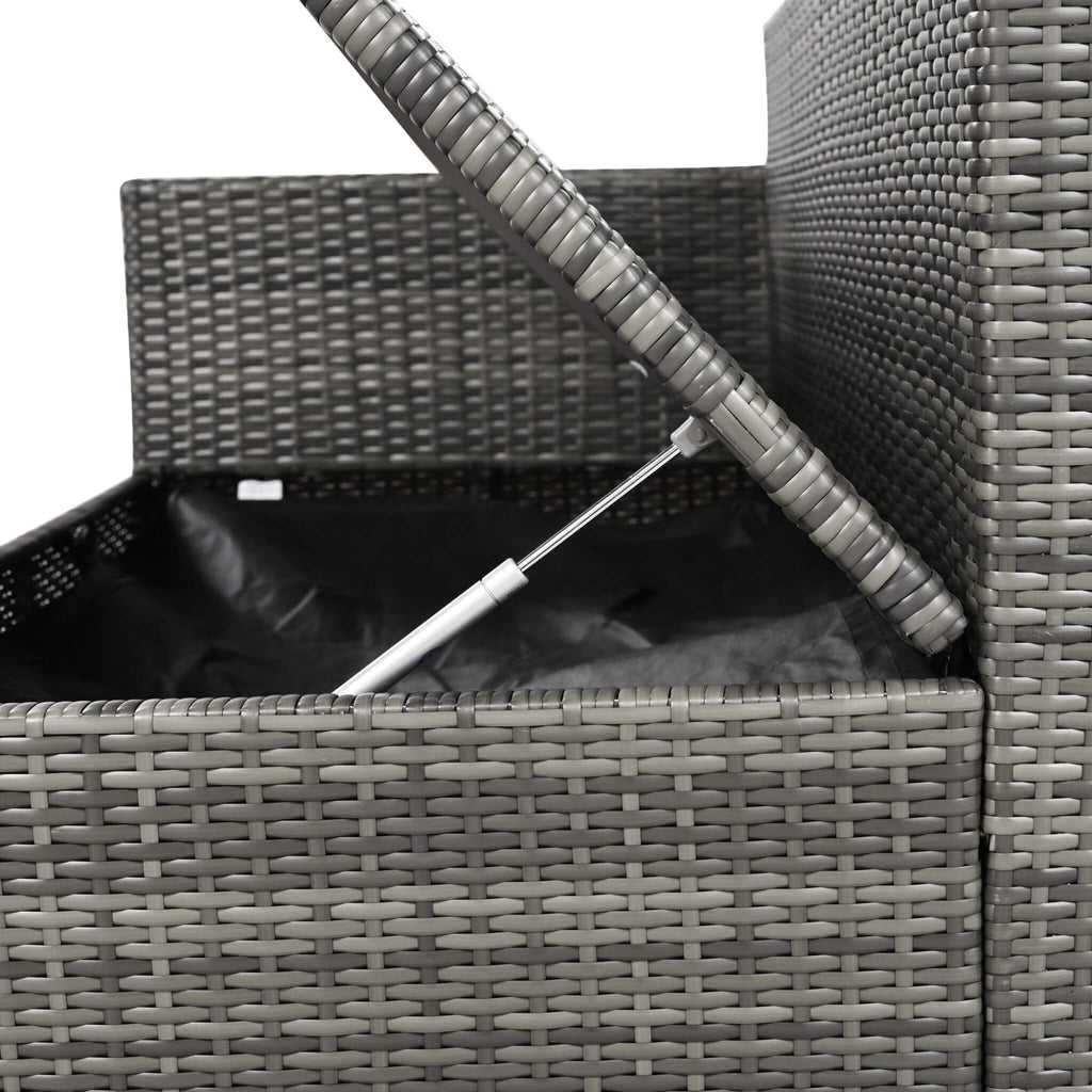 Outdoor 6-Piece All-Weather PE Rattan Sofa Set With Adjustable Seat, Storage Box, Removable Covers, And Tempered Glass Table Top (SAK37221) - Saksby Wholesale - Open Storage Box Details