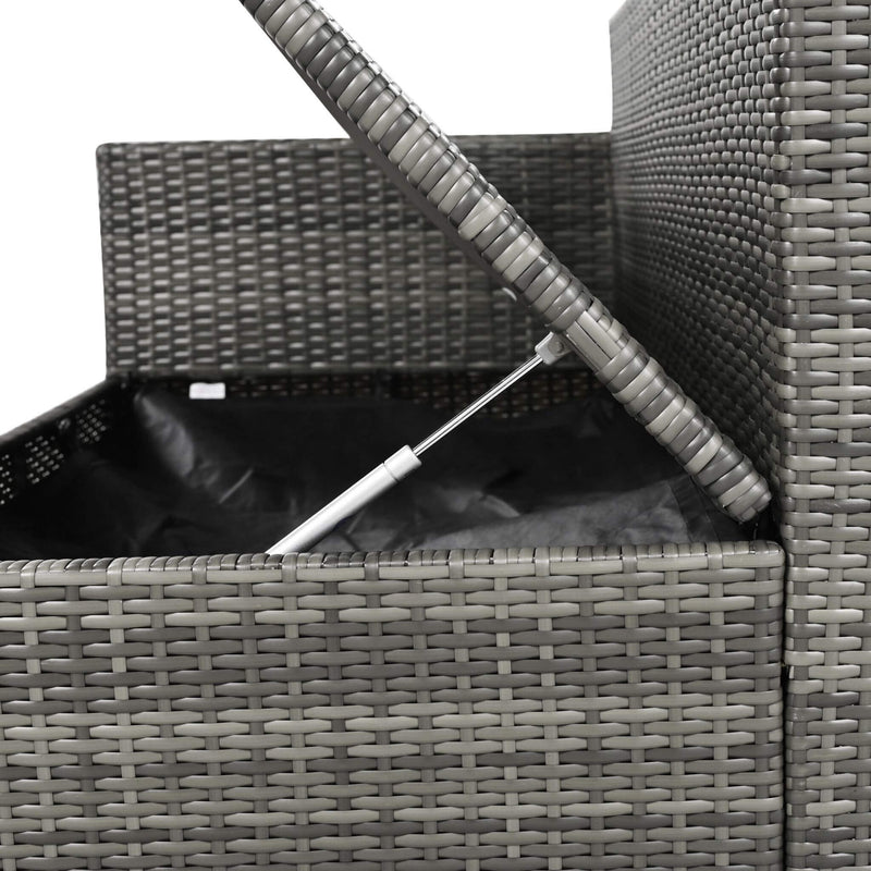 Outdoor 6-Piece All-Weather PE Rattan Sofa Set With Adjustable Seat, Storage Box, Removable Covers, And Tempered Glass Table Top (SAK37221) - Saksby Wholesale - Open Storage Box Details