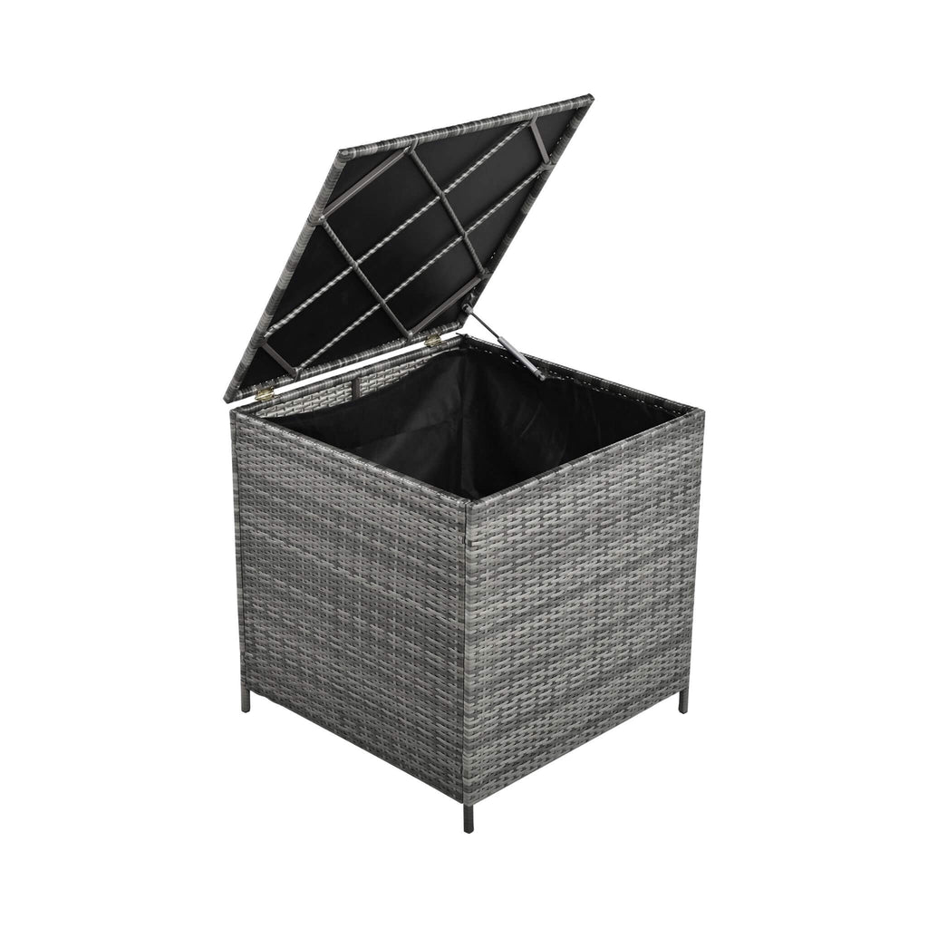 Outdoor 6-Piece All-Weather PE Rattan Sofa Set With Adjustable Seat, Storage Box, Removable Covers, And Tempered Glass Table Top (SAK37221) - Saksby Wholesale - Open Storage Box