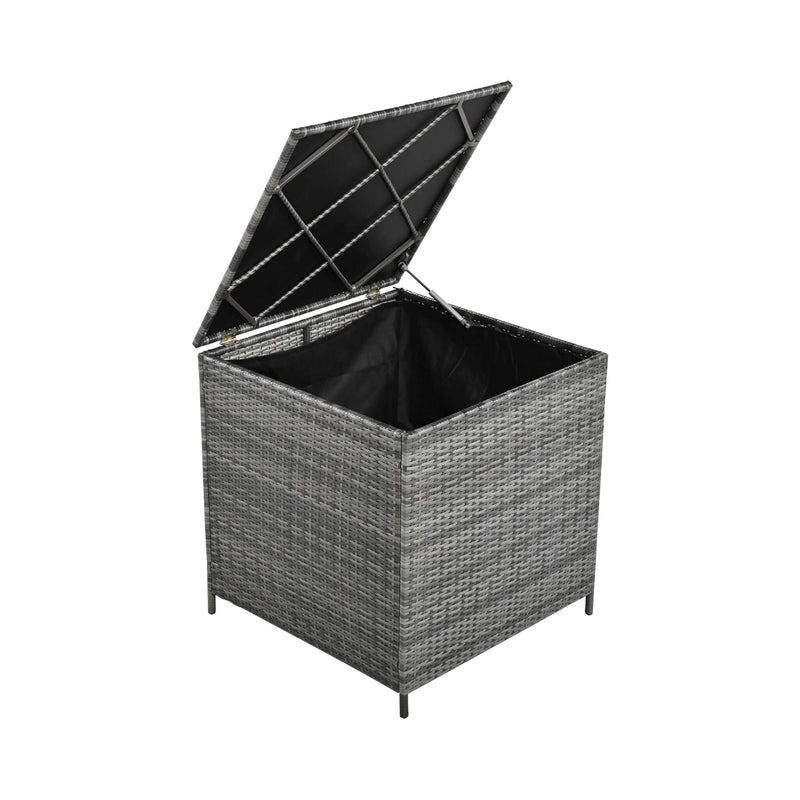 Outdoor 6-Piece All-Weather PE Rattan Sofa Set With Adjustable Seat, Storage Box, Removable Covers, And Tempered Glass Table Top (SAK37221) - Saksby Wholesale - Open Storage Box