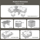 Outdoor 6-Piece All-Weather PE Rattan Sofa Set With Adjustable Seat, Storage Box, Removable Covers, And Tempered Glass Table Top (SAK37221) - Saksby Wholesale - Product Dimensions