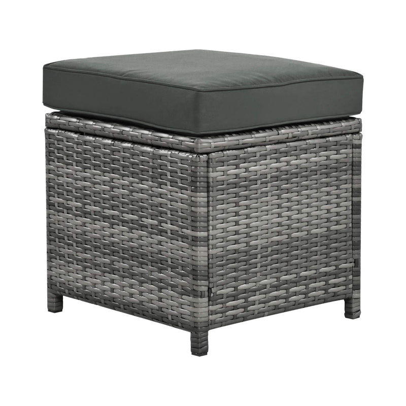 Outdoor 6-Piece All-Weather PE Rattan Sofa Set With Adjustable Seat, Storage Box, Removable Covers, And Tempered Glass Table Top (SAK37221) - Saksby Wholesale - Stool Only Details