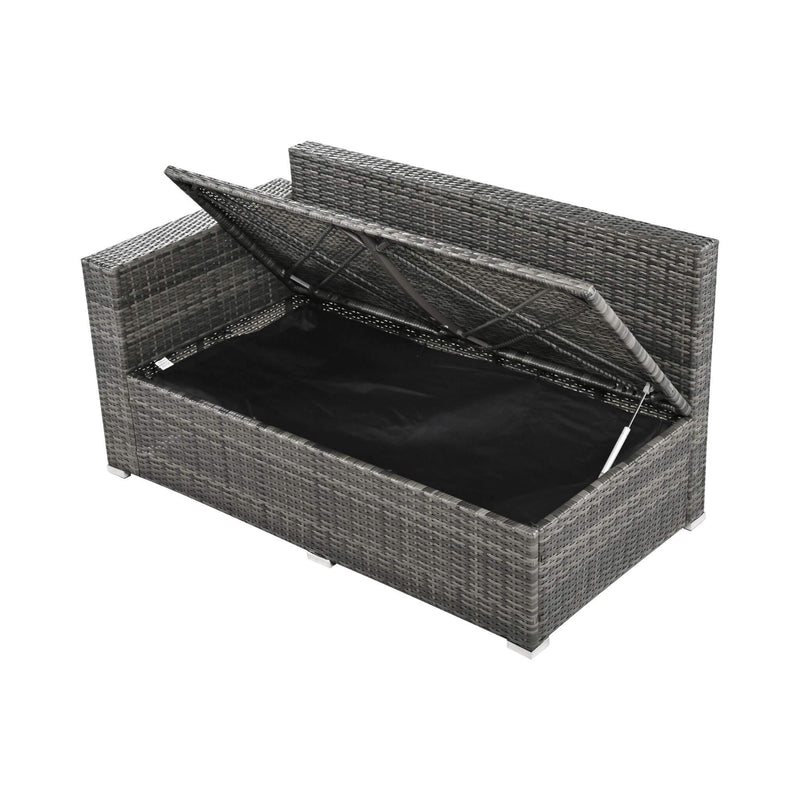 Outdoor 6-Piece All-Weather PE Rattan Sofa Set With Adjustable Seat, Storage Box, Removable Covers, And Tempered Glass Table Top (SAK37221) - Saksby Wholesale - Storage Box From 3 Seat