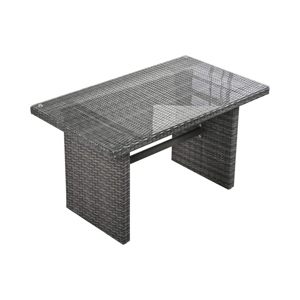 Outdoor 6-Piece All-Weather PE Rattan Sofa Set With Adjustable Seat, Storage Box, Removable Covers, And Tempered Glass Table Top (SAK37221) - Saksby Wholesale - Table With Tempered Glass Top Only Details