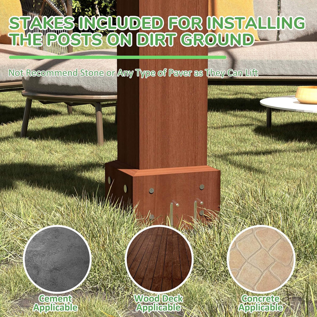 Outdoor Cedar Wood Patio Pergola With Slatted Trellis Roof (SAK92150) - Saksby Wholesale - Ground Stakes