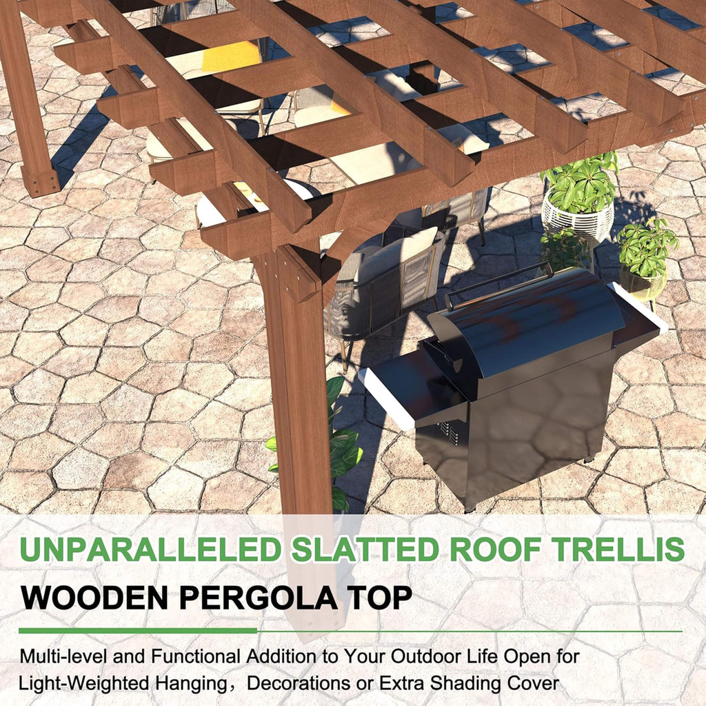 Outdoor Cedar Wood Patio Pergola With Slatted Trellis Roof (SAK92150) - Saksby Wholesale - Slatted Roof