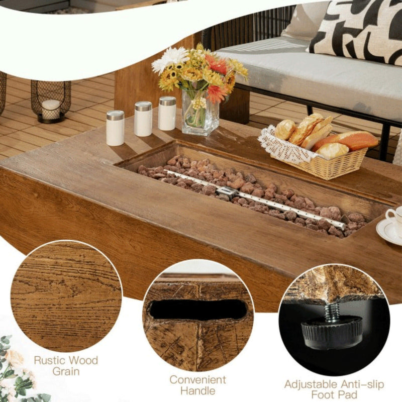 Outdoor Propane Gas Fire Pit Table W/ Lava Rocks & Cover, 50K BTU (SAK94436) - Saksby Wholesale - Parts View