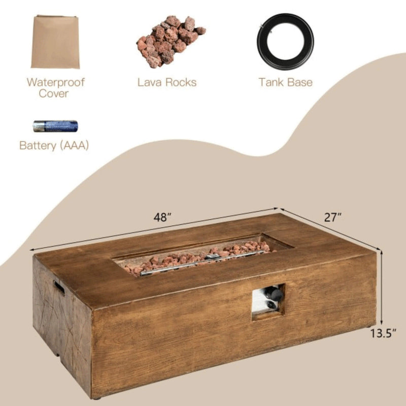 Outdoor Propane Gas Fire Pit Table W/ Lava Rocks & Cover, 50K BTU (SAK94436) - Saksby Wholesale - Dimensions View
