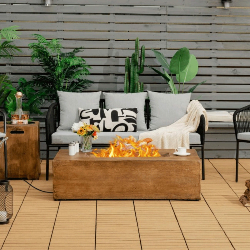 Outdoor Propane Gas Fire Pit Table W/ Lava Rocks & Cover, 50K BTU (SAK94436) - Saksby Wholesale - Outdoor View