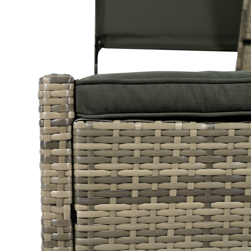 Outdoor Rattan Patio Daybed With Adjustable Backrest, Canopy Roof, Storage Box And Cup Holders (SAK54220) - Saksby Wholesale - Material Design