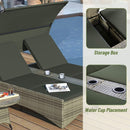 Outdoor Rattan Patio Daybed With Adjustable Backrest, Canopy Roof, Storage Box And Cup Holders (SAK54220) - Saksby Wholesale - Product Details