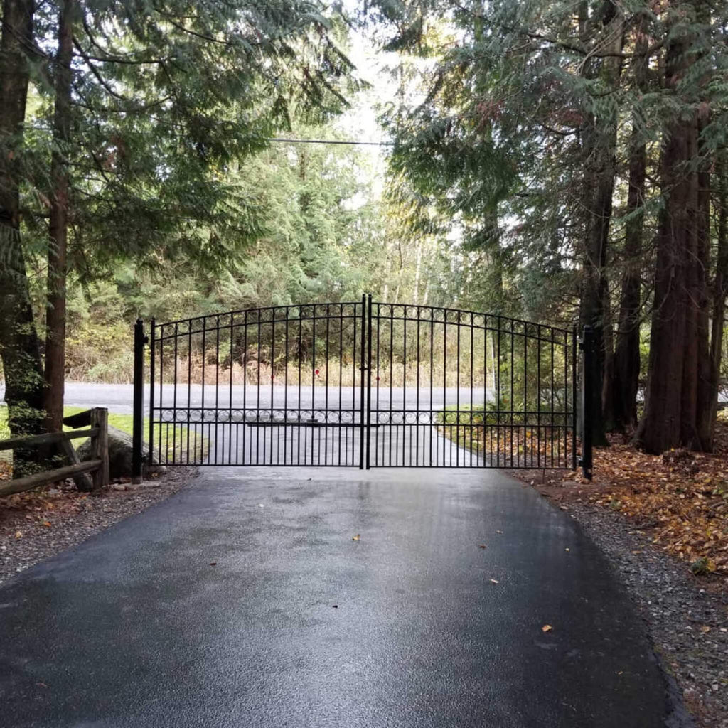 [12-18FT] Paris Style Steel Premium Dual Swing Driveway Gate [DGPARD-AP] (SAK97031) - Saksby Wholesale - Installed View
