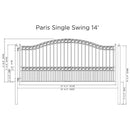Paris Style Heavy-Duty Galvanized Steel Single Swing Driveway Gate (SAK78643) - Saksby Wholesale - 14FT Dimensions
