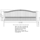 Paris Style Heavy-Duty Galvanized Steel Single Swing Driveway Gate (SAK78643) - Saksby Wholesale - 18FT Dimensions
