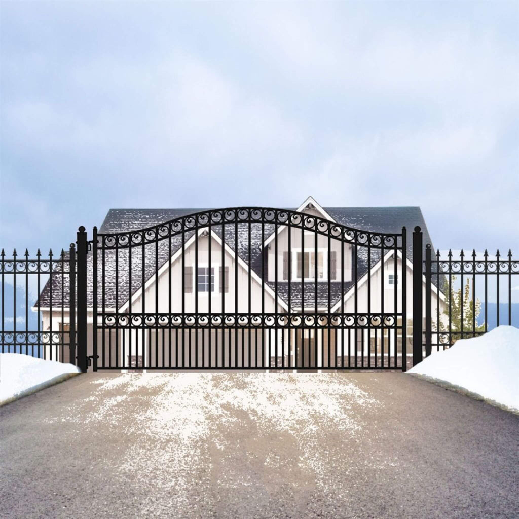 Paris Style Heavy-Duty Galvanized Steel Single Swing Driveway Gate (SAK78643) - Saksby Wholesale - Front View
