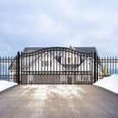 Paris Style Heavy-Duty Galvanized Steel Single Swing Driveway Gate (SAK78643) - Saksby Wholesale - Front View
