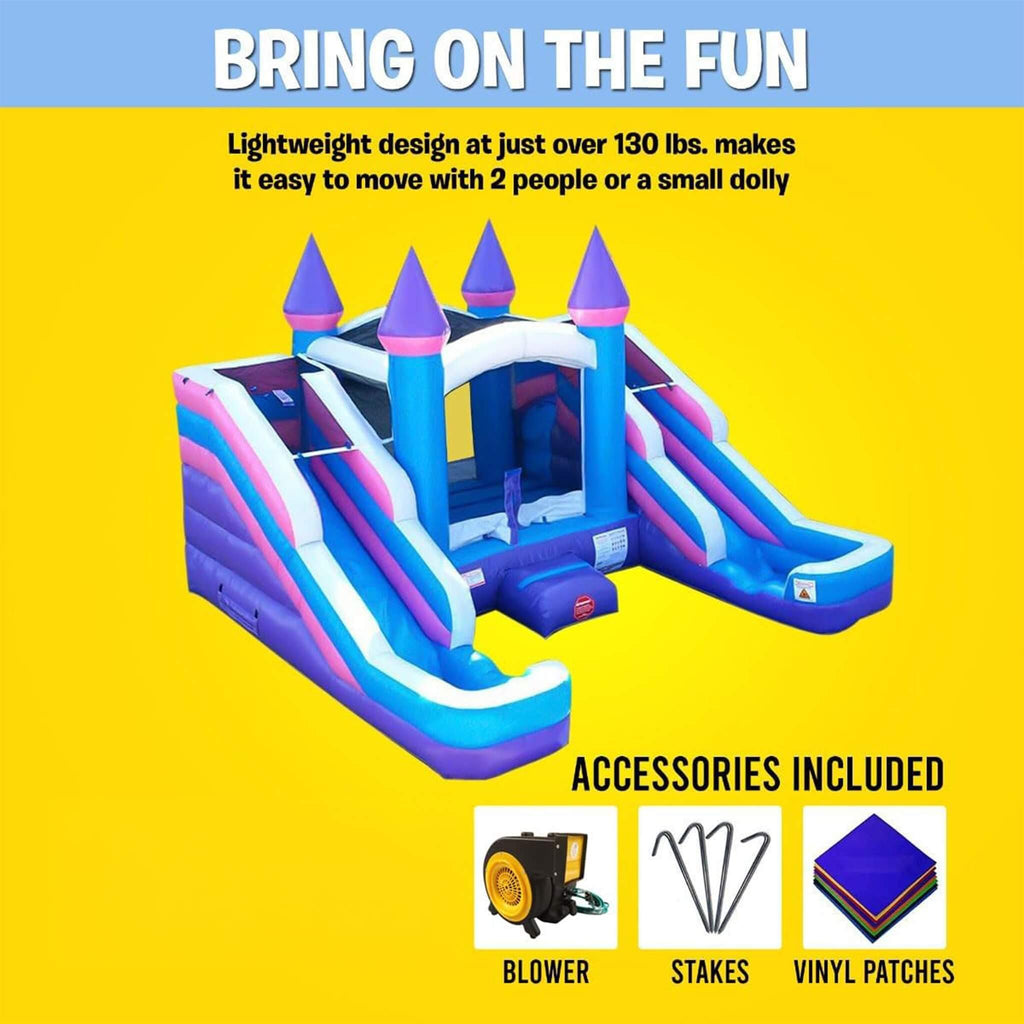 Pink Castle Bounce House Combo With Double Water Slide (SAK84027) - Saksby Wholesale - Accessories Included